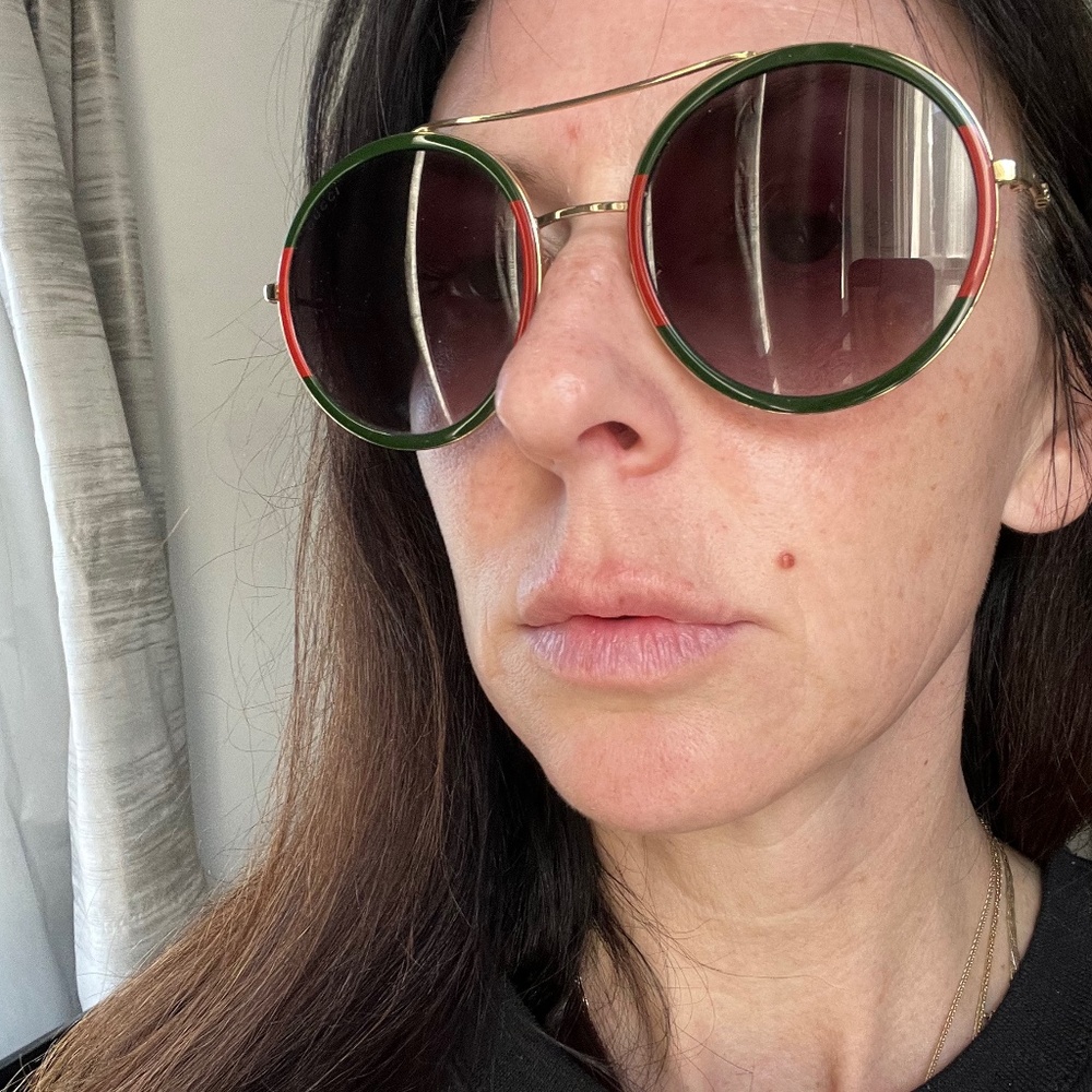 Gucci Green and Red GG 0061S Round Sunglasses